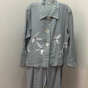 Vintage Iced Tea Linen Blazer and Shorts set
